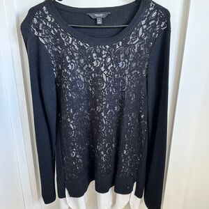 Simply Vera Vera Wang Black Lace Front Scoop Neck Sweater